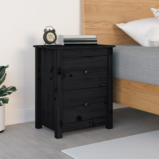 vidaXL Yöpöytä musta 50x35x61,5 cm täysi mänty