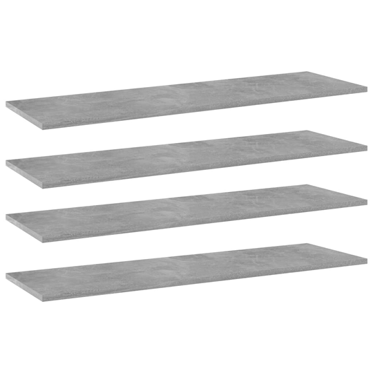 vidaXL Kirjahyllytasot 4 kpl betoninharmaa 100x30x1,5 cm lastulevy