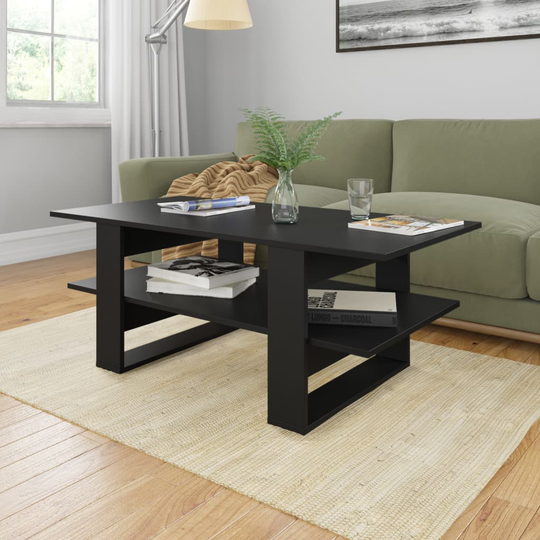 vidaXL Sohvapöytä musta 110x55x42 cm lastulevy