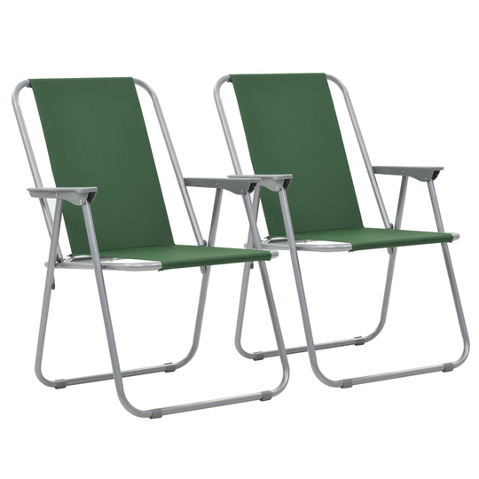 vidaXL Retkituolit 2 kpl kokoontaittuvat 52x59x80 cm vihreä