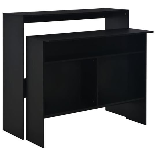 vidaXL Baaripöytä kahdella pöytätasolla musta 130x40x120 cm