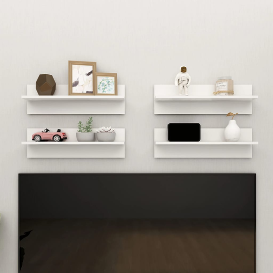 vidaXL Seinähyllyt 4 kpl korkeakiilto valk. 60x11,5x18 cm lastulevy