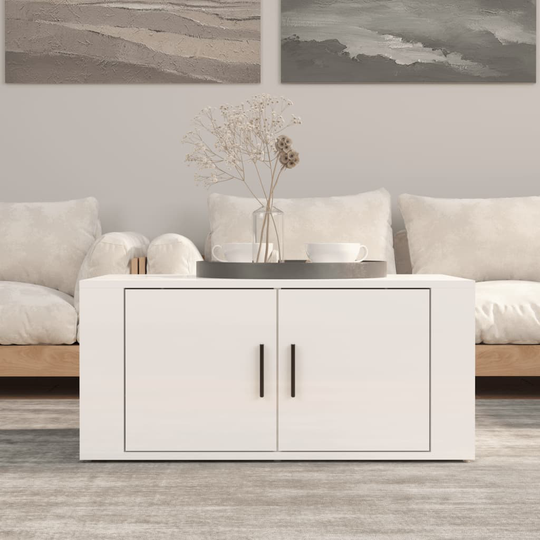 vidaXL Sohvapöytä korkeakiilto valkoinen 80x50x36 cm tekninen puu