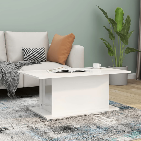 vidaXL Sohvapöytä korkeakiilto valkoinen 102x55,5x40 cm lastulevy