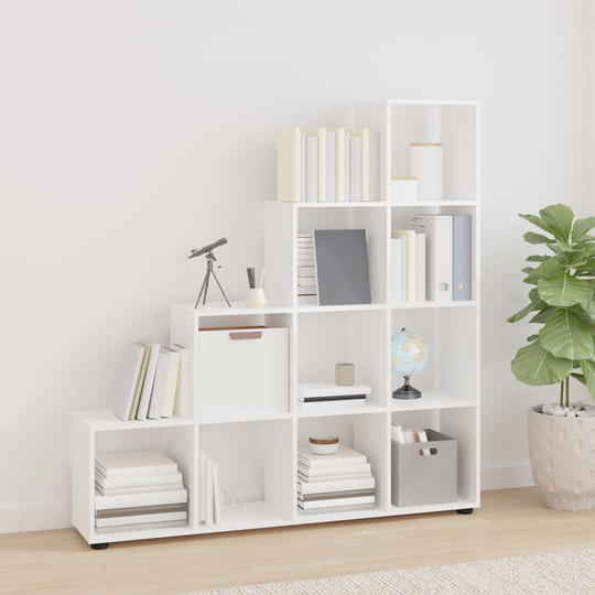 vidaXL Porraskirjahylly korkeakiilto valkoinen 142 cm tekninen puu