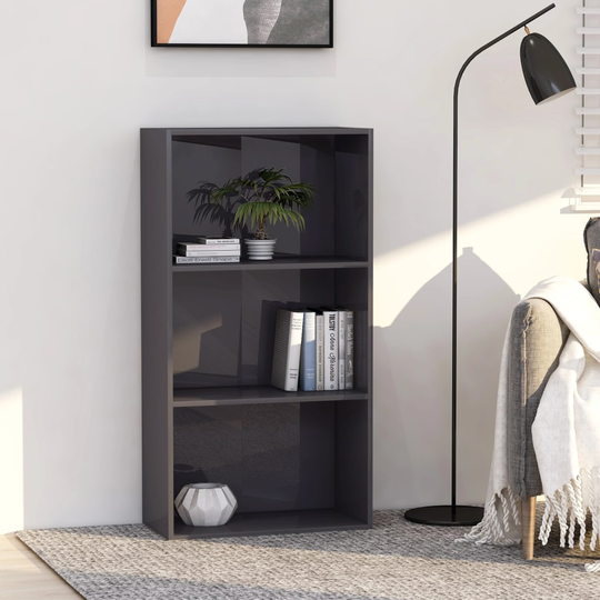 vidaXL 3-tasoinen kirjahylly korkeak. harmaa 60x30x114 cm lastulevy