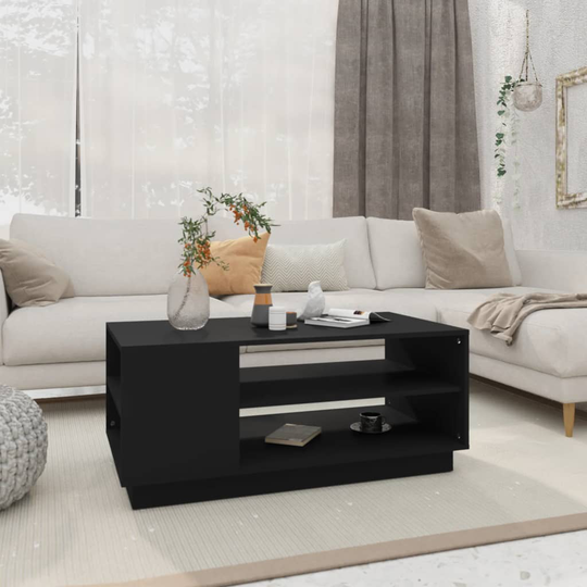 vidaXL Sohvapöytä musta 102x55x43 cm lastulevy