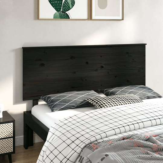 vidaXL Sängynpääty musta 164x6x82,5 cm täysi mänty