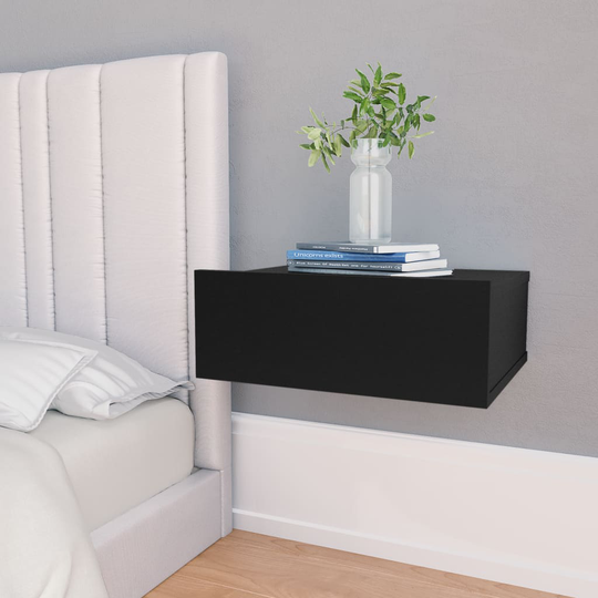 vidaXL Kelluva yöpöytä musta 40x30x15 cm lastulevy