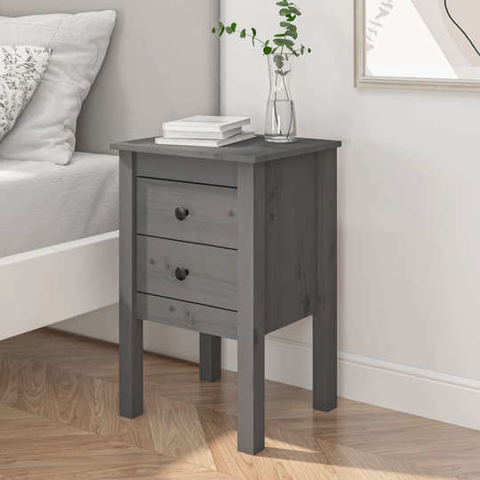 vidaXL Yöpöytä harmaa 40x35x61,5 cm täysi mänty