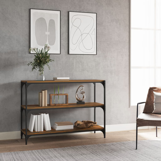 vidaXL Kirjahylly savutammi 100x33x70,5 cm tekninen puu ja teräs