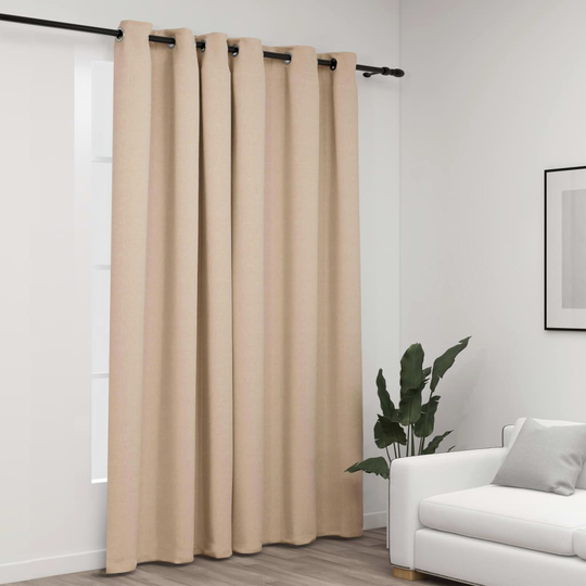 vidaXL Pellavamainen pimennysverho purjerenkailla beige 290x245 cm