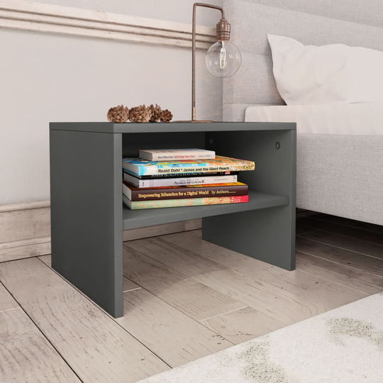 vidaXL Yöpöydät 2kpl harmaa 40x30x30 cm lastulevy