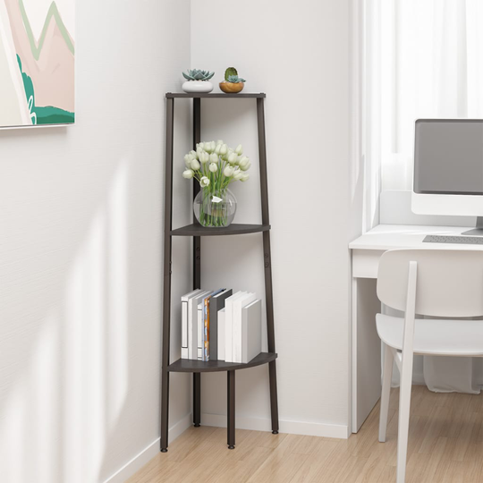 vidaXL 3-kerroksinen Kulmahylly musta 45,5x31,5x120 cm