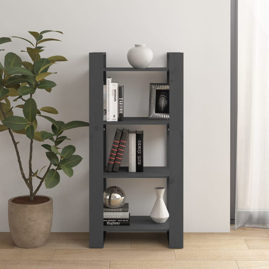 vidaXL Kirjahylly/tilanjakaja harmaa 60x35x125 cm täysi mänty