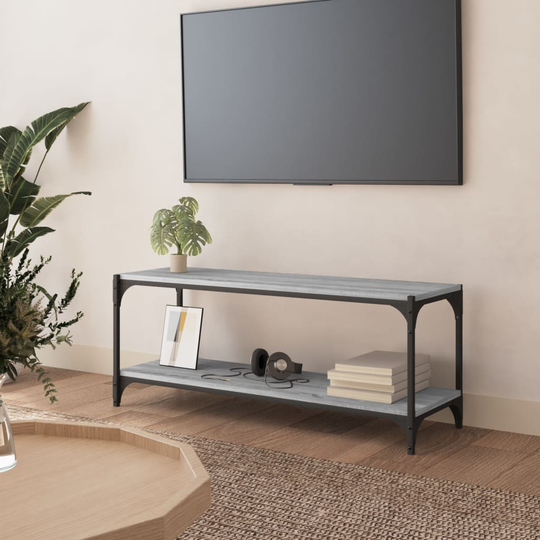 vidaXL TV-taso harmaa Sonoma 100x33x41 cm tekninen puu ja teräs