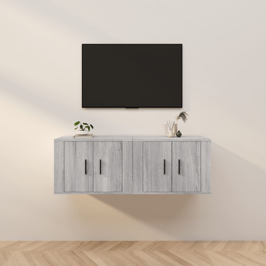 vidaXL Seinäkiinnitettävät TV-kaapit 2 kpl harmaa Sonoma 57x34,5x40 cm