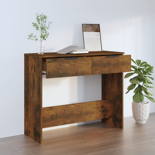 vidaXL Konsolipöytä savutammi 90x36x75 cm tekninen puu