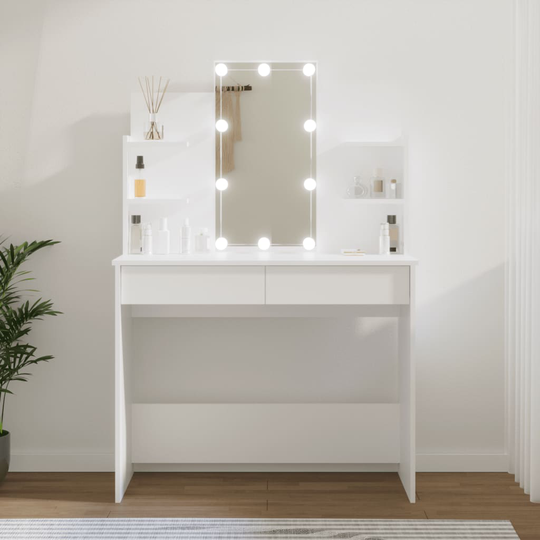 VidaXL Peilipöytä LED-valoilla valkoinen 96x40x142 cm