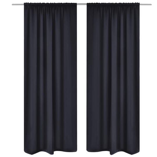 vidaXL Mustat pimennysverhot verhotankokujalla 2 kpl 135 x 245 cm