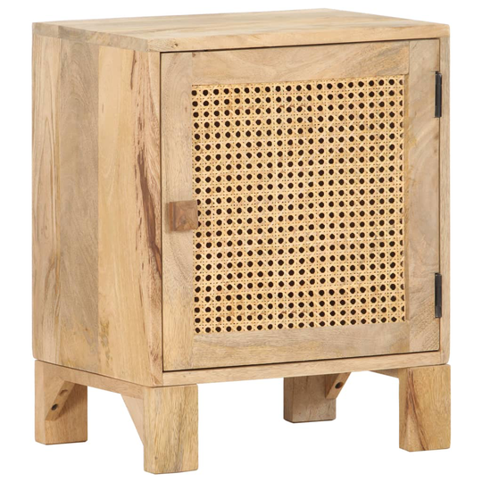 vidaXL Yöpöytä 40x30x50 cm täysi mangopuu ja luonnonruoko
