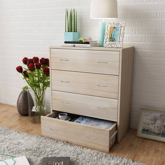 vidaXL Senkki 4 vetolaatikolla 60 x 30,5 x 71 cm tammenvärinen