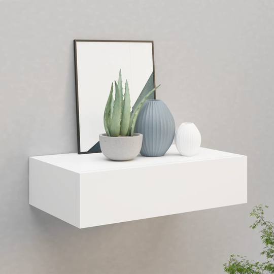 vidaXL Seinälaatikkohylly valkoinen 40x23,5x10 cm MDF