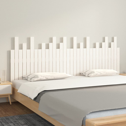 vidaXL Sängynpääty seinälle valkoinen 204x3x80 cm täysi mänty
