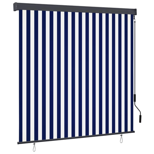 vidaXL Ulkorullaverho 170x250 cm sininen ja valkoinen
