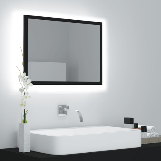 vidaXL LED-kylpyhuonepeili musta 60x8,5x37 cm akryyli