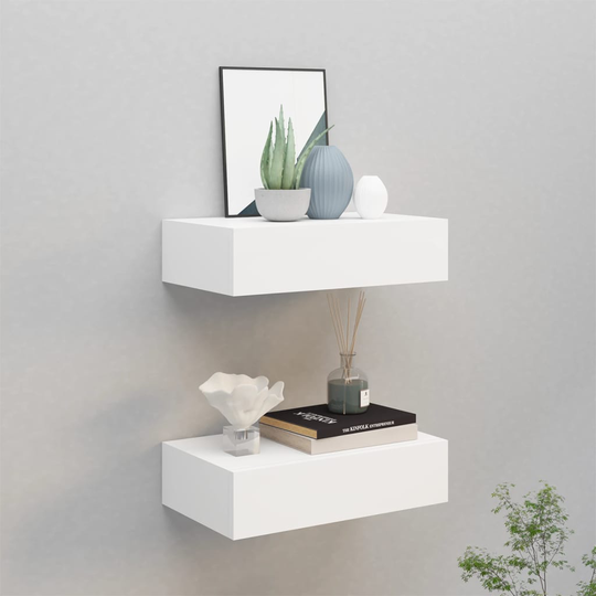 vidaXL Laatikkohyllyt seinälle 2 kpl valkoinen 40x23,5x10 cm MDF