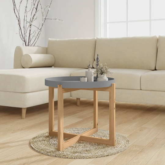 vidaXL Sohvapöytä harmaa 53x53x43,5 cm tekninen puu ja täysi mänty