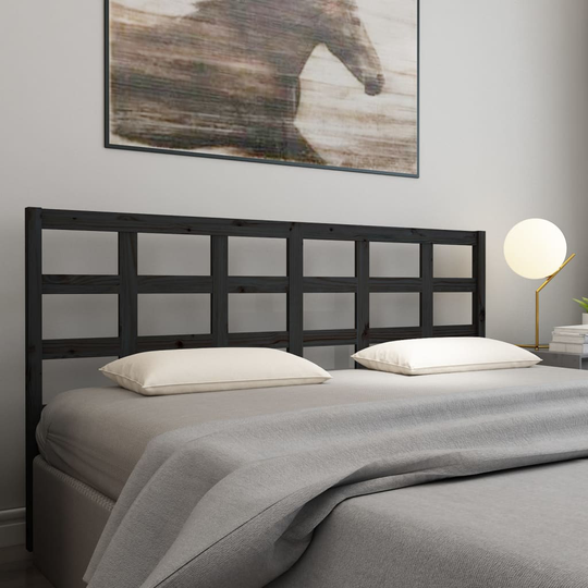 vidaXL Sängynpääty musta 185,5x4x100 cm täysi mänty