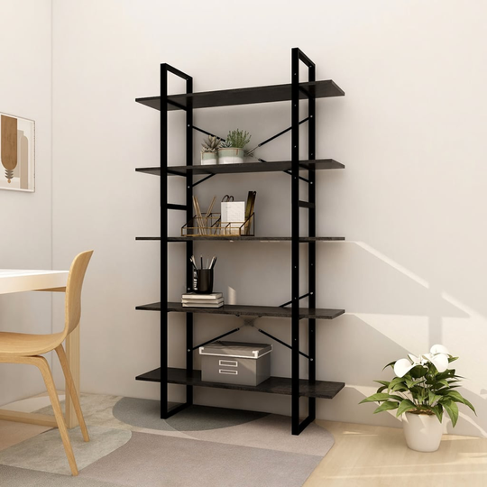vidaXL 5-tasoinen Kirjahylly musta 100x30x175 cm mänty