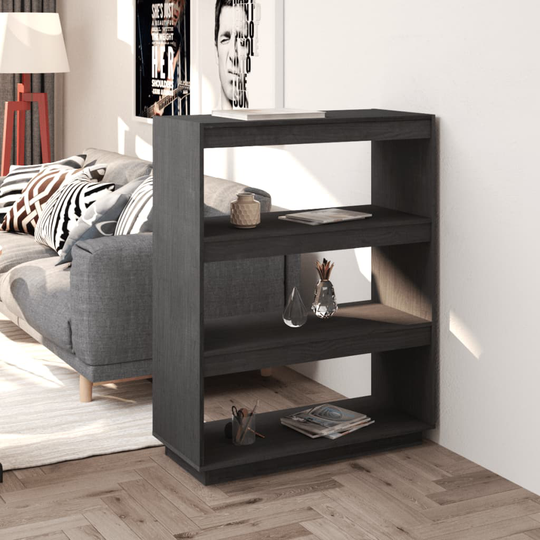 vidaXL Kirjahylly/tilanjakaja harmaa 80x35x103 cm täysi mänty