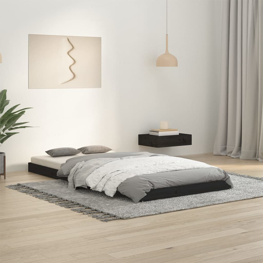 vidaXL Sängynrunko musta 90x190 cm täysi mänty 3FT Single
