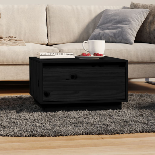vidaXL Sohvapöytä musta 55x56x32 cm täysi mänty