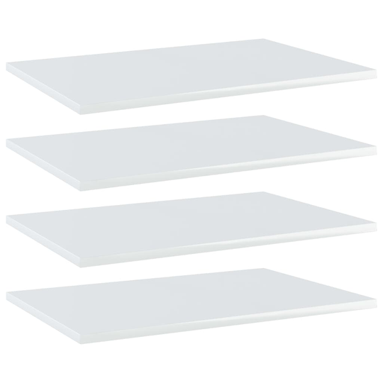 vidaXL Kirjahyllytasot 4 kpl korkeakiilto valk 60x40x1,5 cm lastulevy