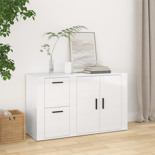 vidaXL Senkki korkeakiilto valkoinen 100x33x59,5 cm tekninen puu