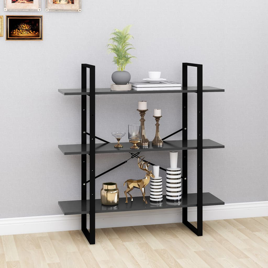 vidaXL Kirjahylly betoninharmaa 100x30x105 cm lastulevy