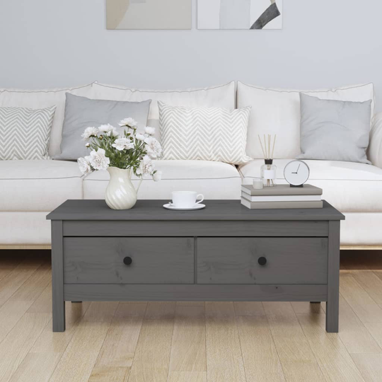 vidaXL Sohvapöytä harmaa 100x50x40 cm täysi mänty