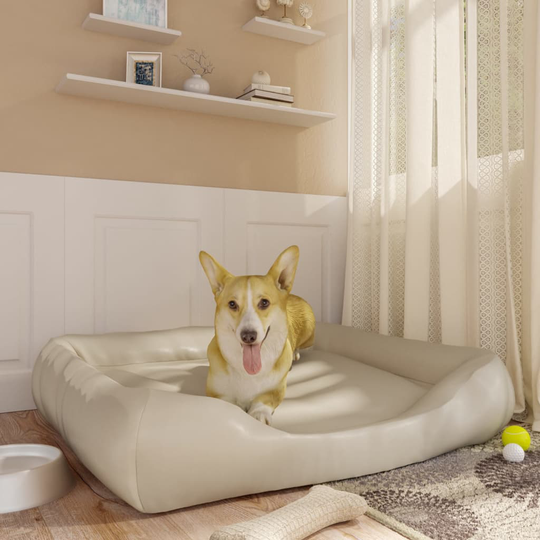 vidaXL Koiran peti beige 105x80x25 cm keinonahka