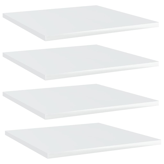 vidaXL Kirjahyllytasot 4 kpl korkeakiilto valk 40x40x1,5 cm lastulevy