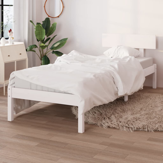 vidaXL Sängynrunko valkoinen täysi mänty 90x200 cm