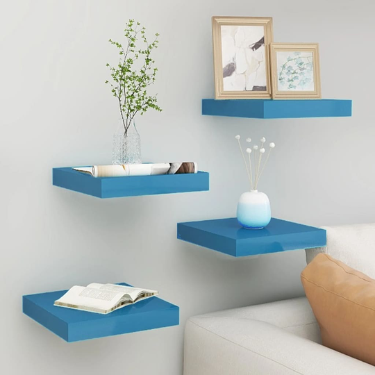 vidaXL Kelluvat seinähyllyt 4 kpl sininen 23x23,5x3,8 cm MDF