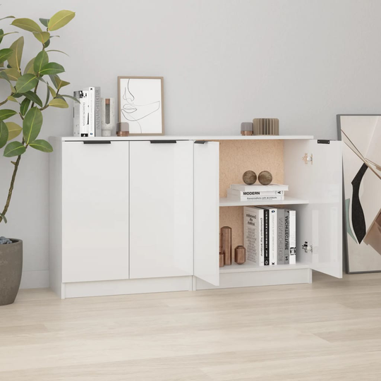 vidaXL Senkki 2 kpl korkeakiilto valkoinen 60x30x70 cm tekninen puu