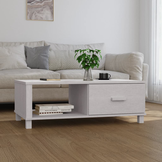 vidaXL Sohvapöytä HAMAR valkoinen 100x55x35 cm täysi mänty