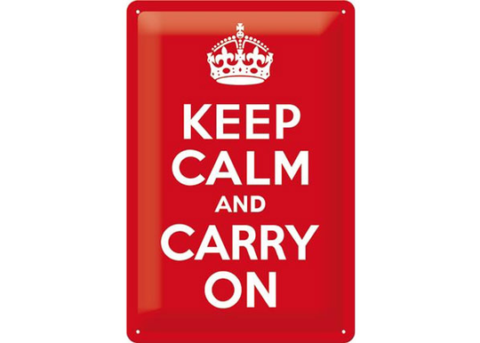 Retro metallitaulu KEEP CALM AND CARRY 20x30 cm