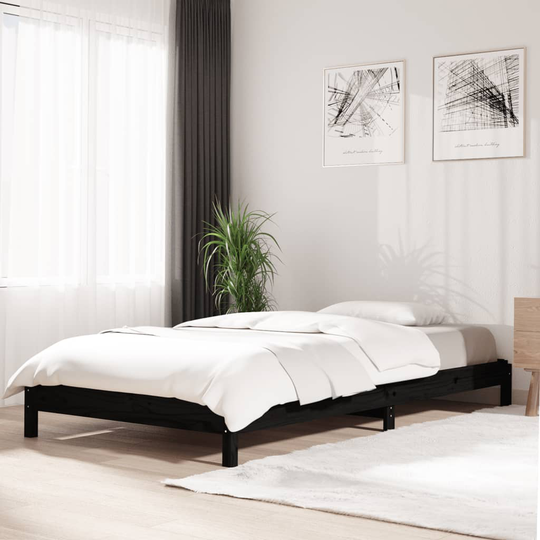 vidaXL Pinottava sänky musta 90x200 cm täysi mänty