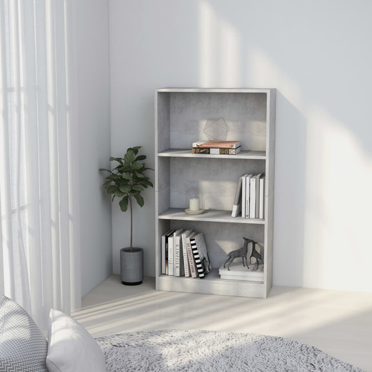 vidaXL 3-tasoinen kirjahylly betoninharmaa 60x24x109 cm tekninen puu